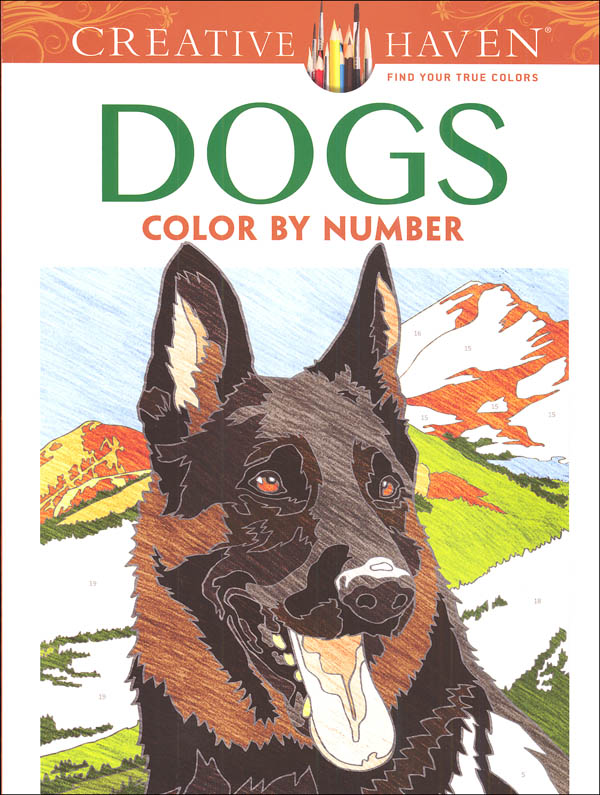 Dogs color by number book