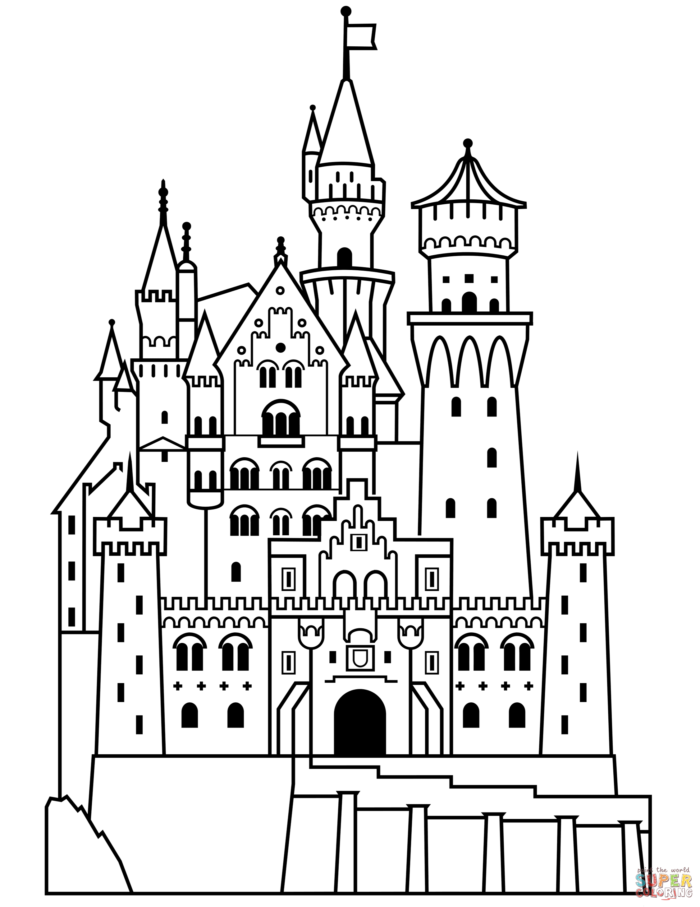 Neuschwanstein castle coloring page free printable coloring pages