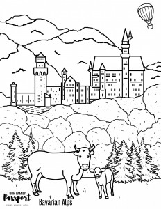 Bavarian alps germany coloring page