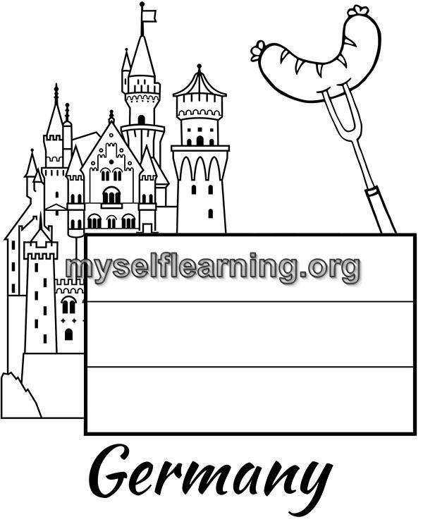 Germany flag educational coloring sheet instant download