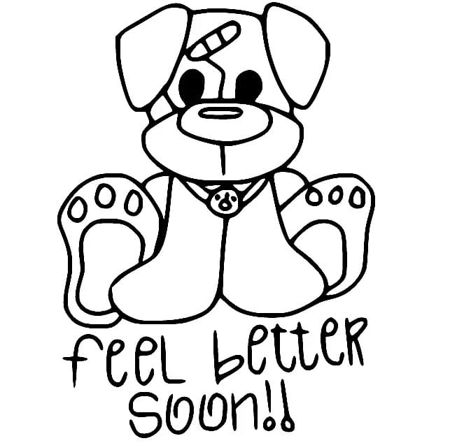 Feel better soon puppy coloring page