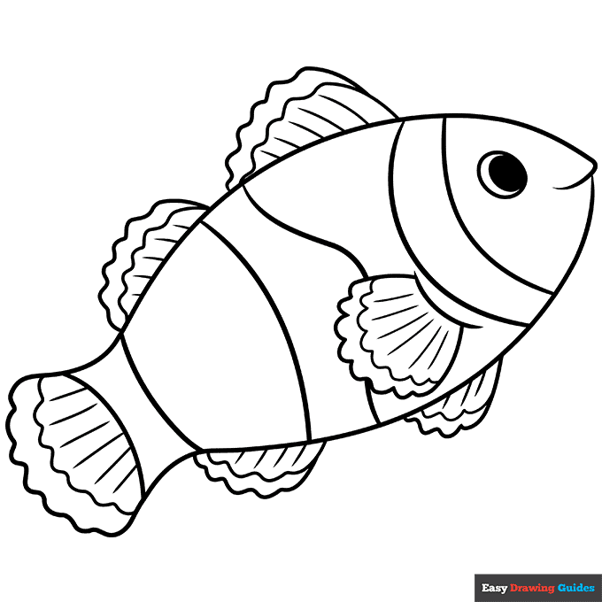 Easy clownfish coloring page easy drawing guides