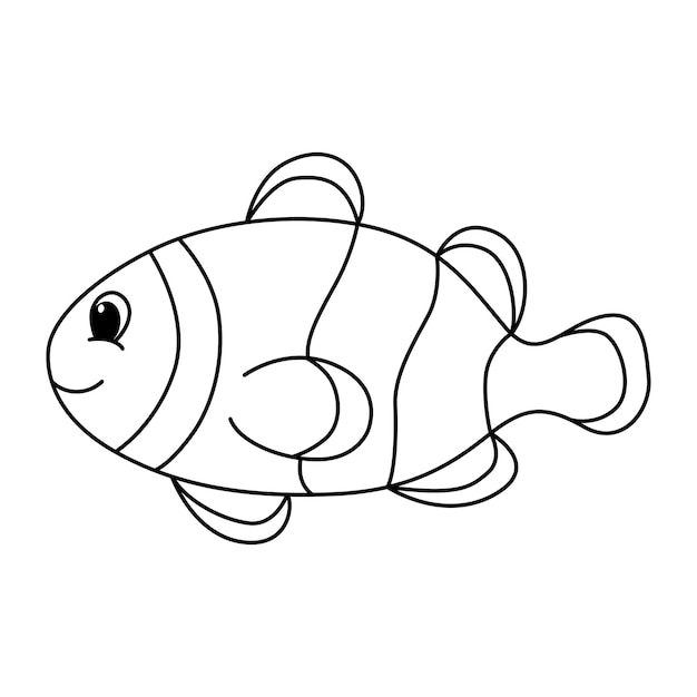 Premium vector clown fish cartoon coloring page illustration vector for kids coloring book