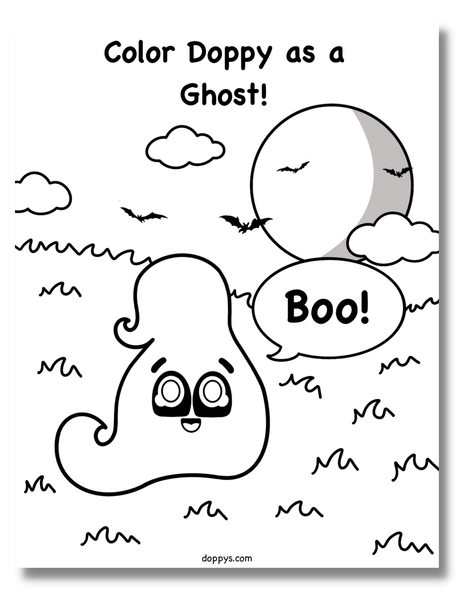 Halloween coloring page for kids ghost doppy â