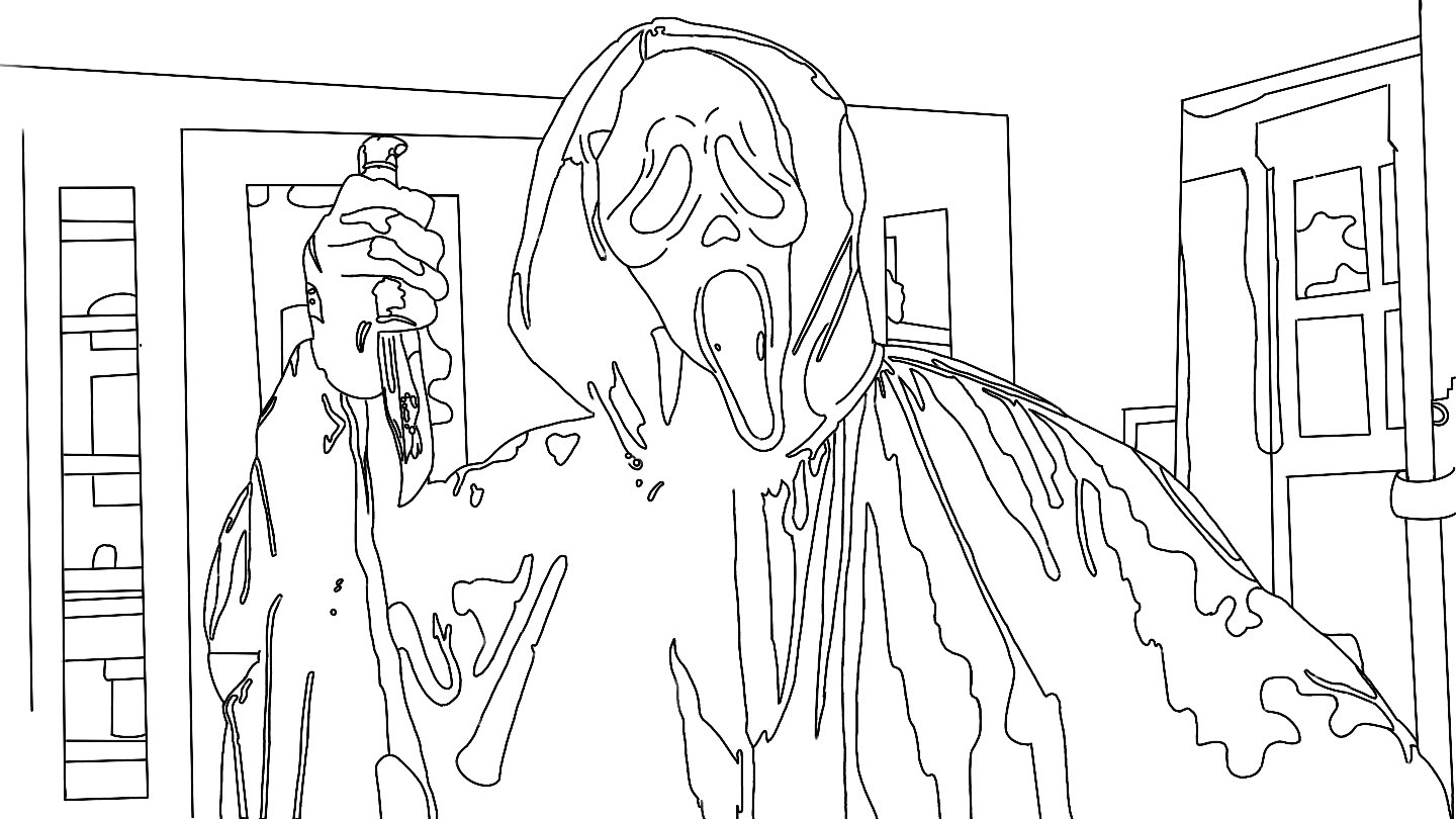 Printable scream colour page horror colouring page