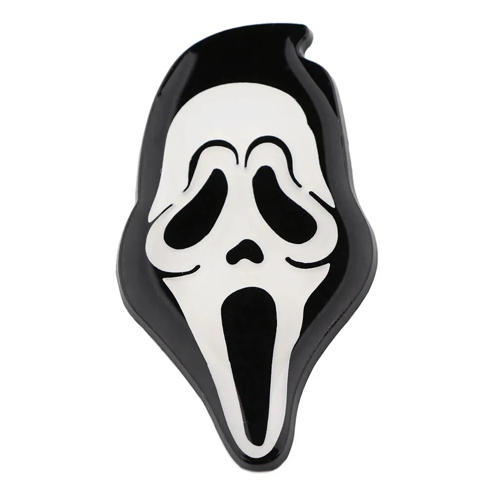 Scream horror movie ghost face mask black enamel metal pin