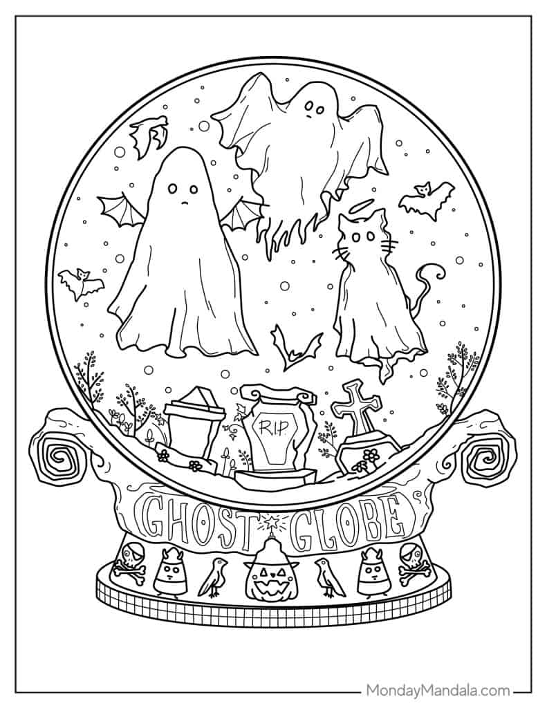 Ghost coloring pages free pdf printables