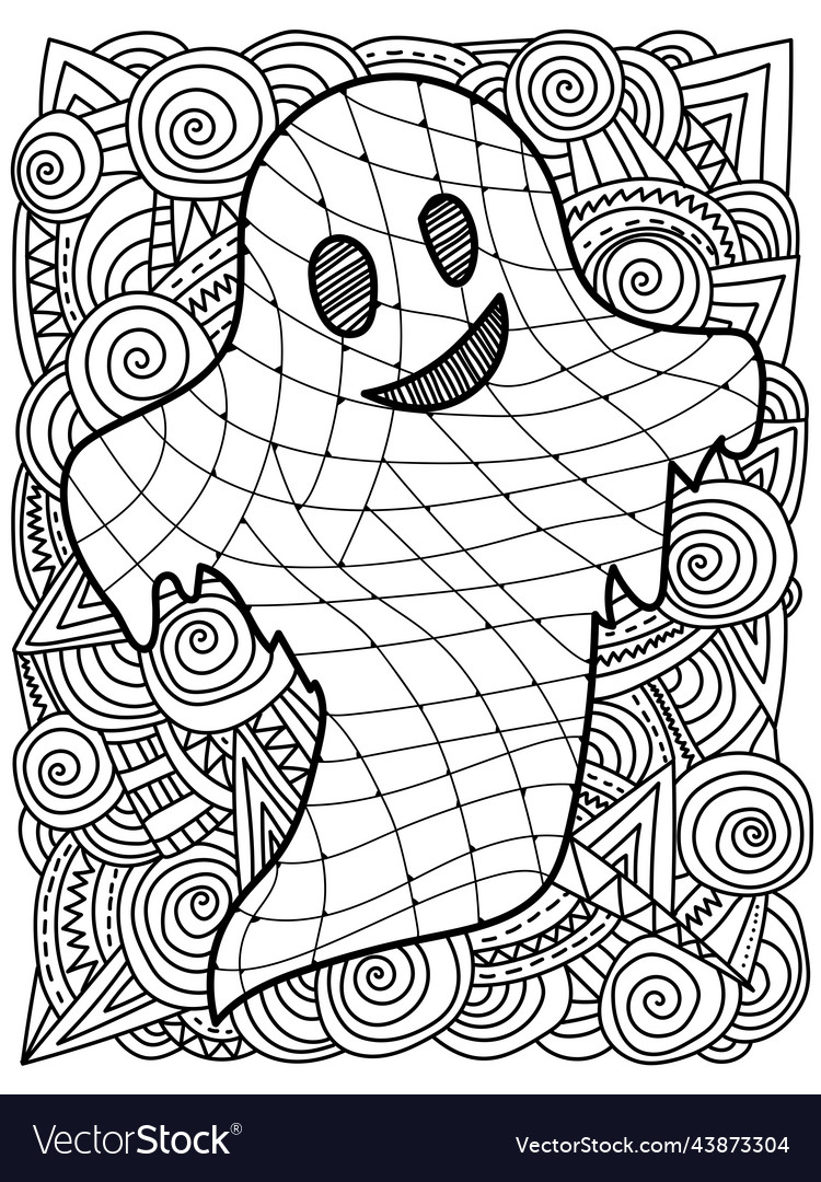 Ghost coloring page for halloween spirit vector image