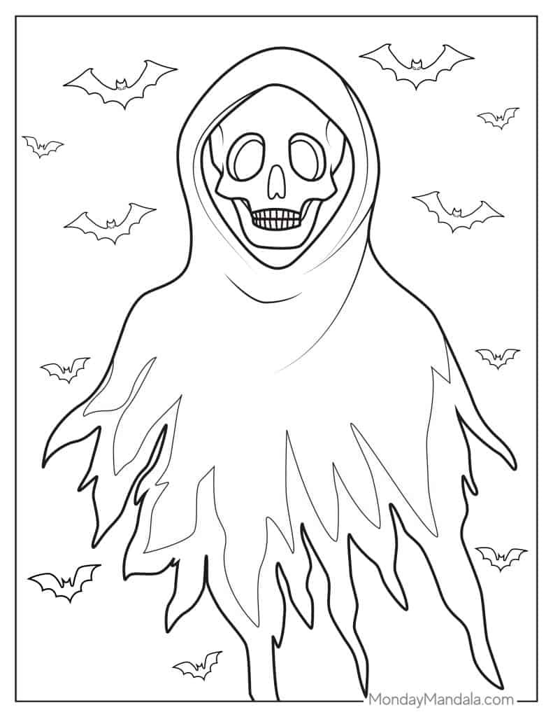 Ghost coloring pages free pdf printables