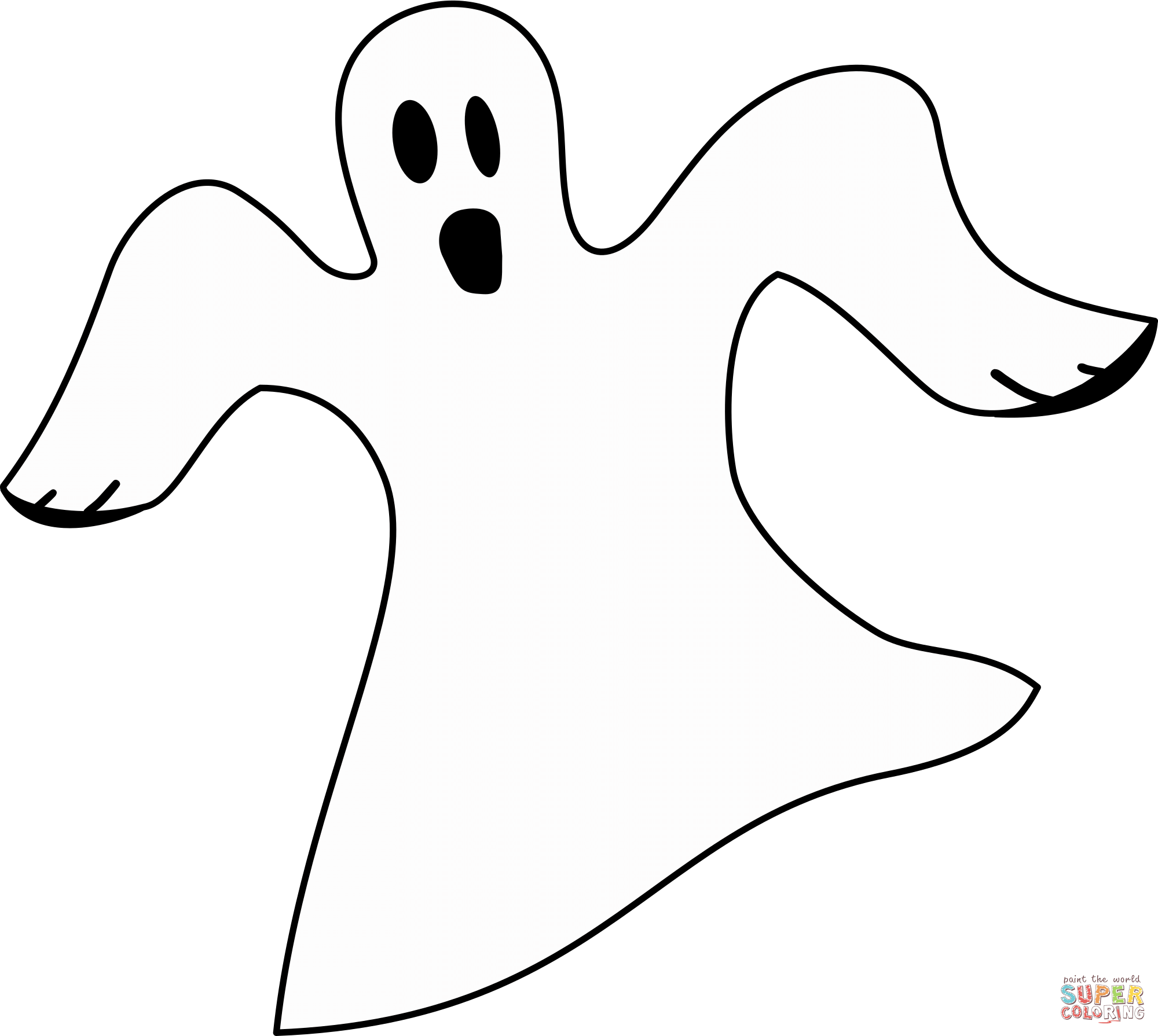 Simple white ghost coloring page free printable coloring pages