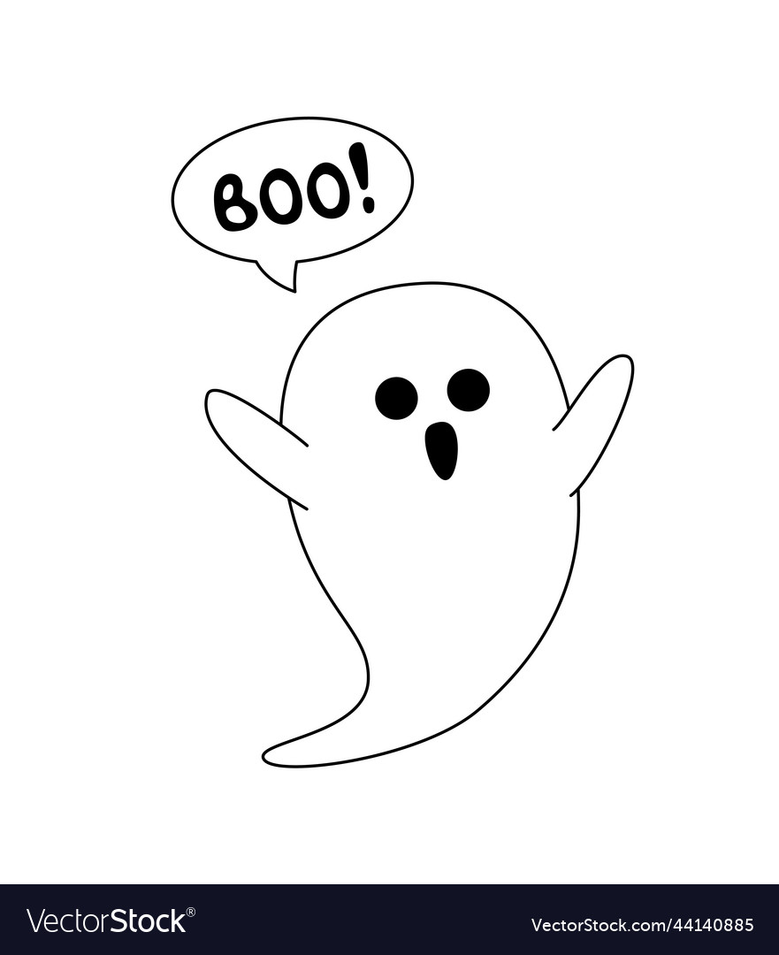 Ghost coloring page boo black and white royalty free vector
