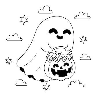 Ghost coloring pages vectors illustrations for free download