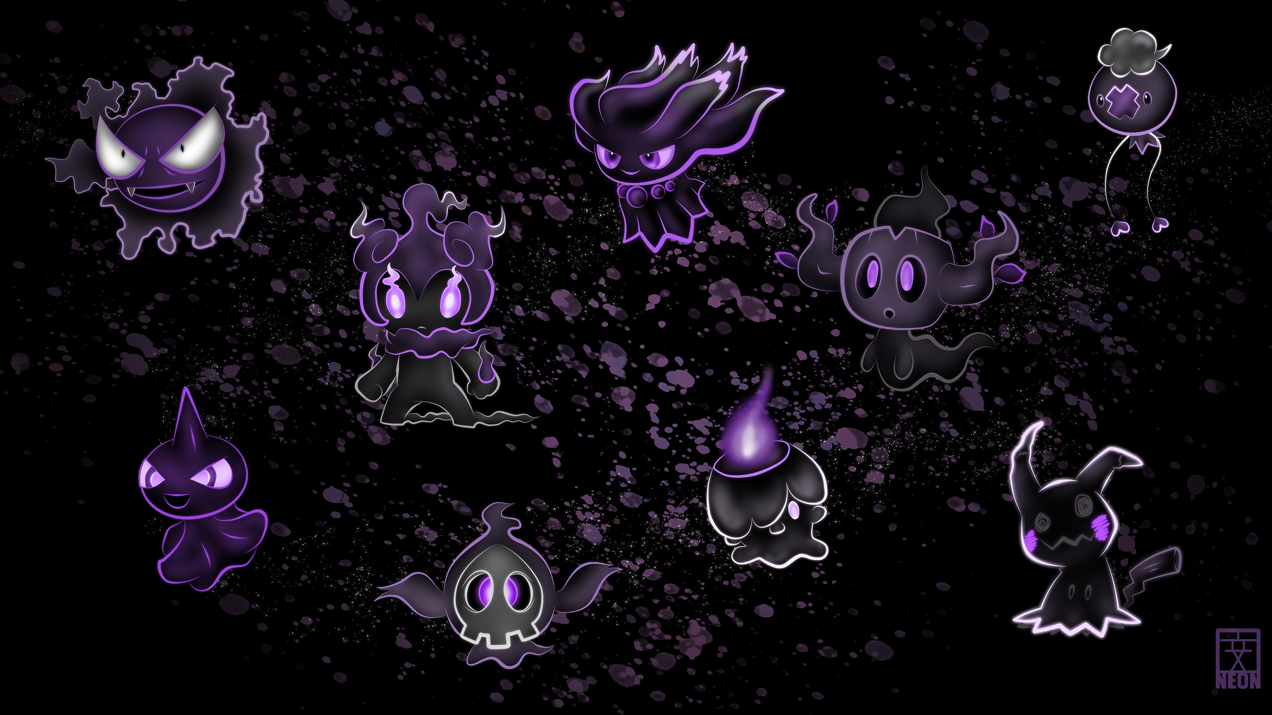 Neon ghost pokemon desktop wallpaper oc x rpokemon