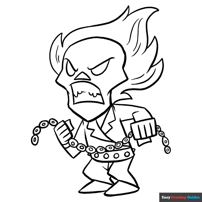 Ghost rider coloring page easy drawing guides