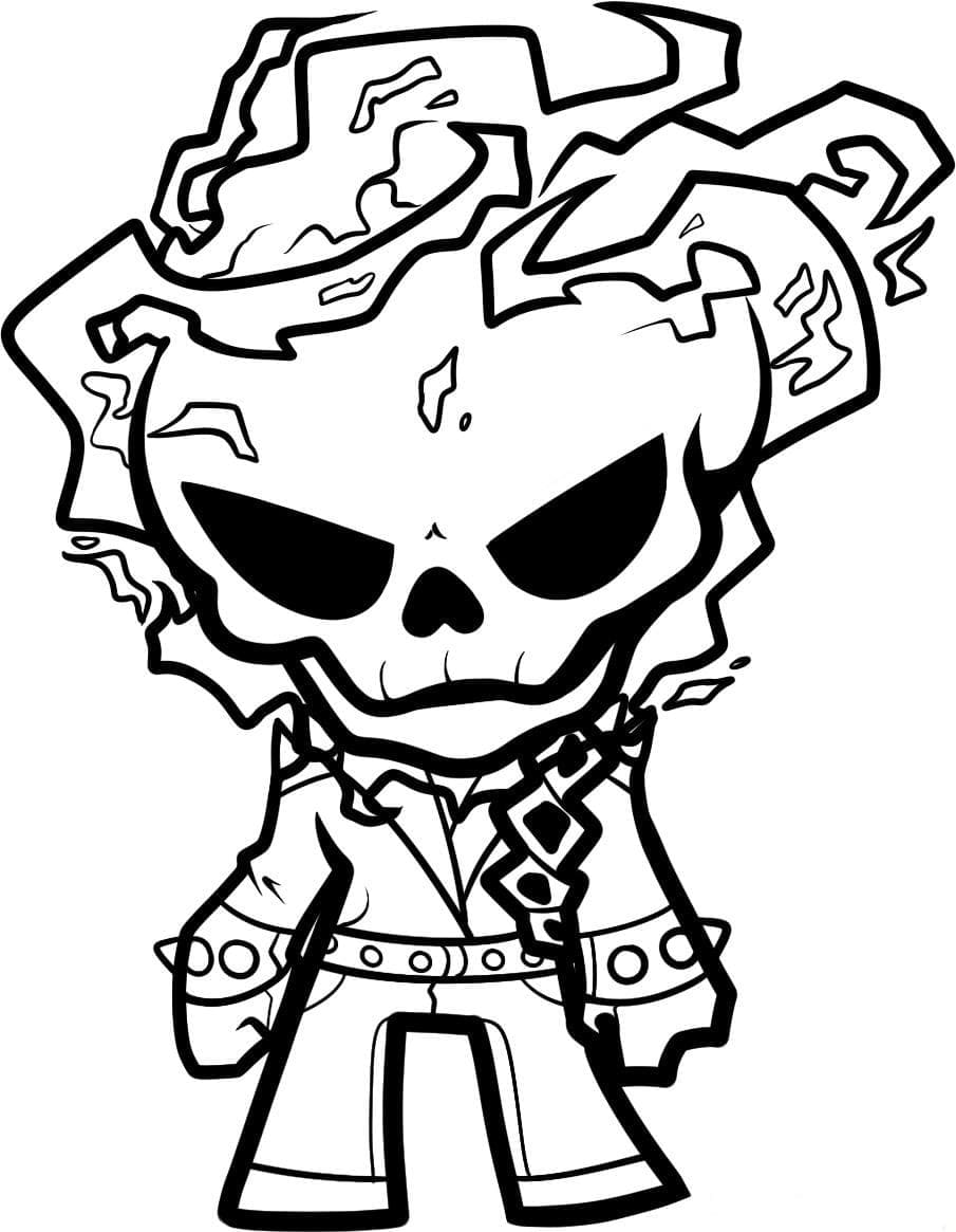 Chibi ghost rider coloring page