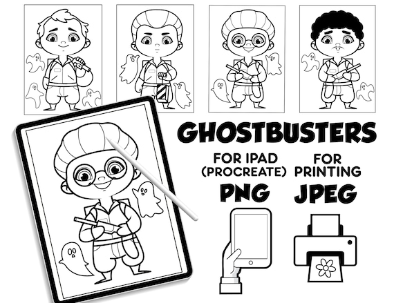 Ghostbusters coloring pages digital download coloring pages for procreate coloring book for kids for ipad ghostbusters printable