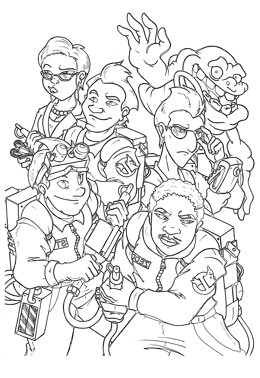 Free printable ghostbusters characters coloring page for adults and kids