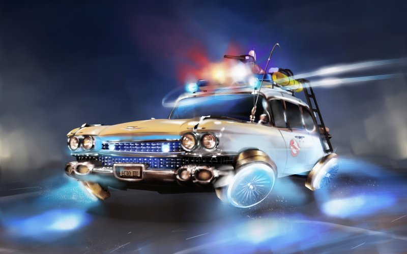 Desktop wallpaper ghostbusters flying car fantasy art hd image picture background e ghostbusters ghostbusters car ghost busters