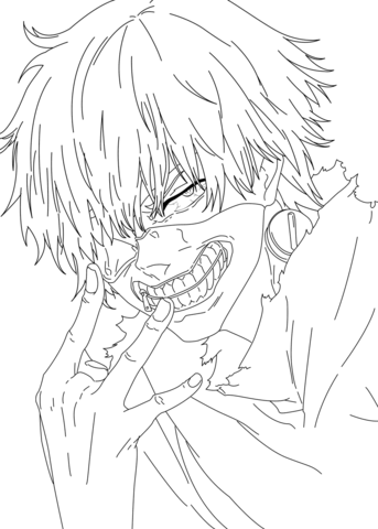 Ken kaneki from tokyo ghoul manga coloring page free printable coloring pages