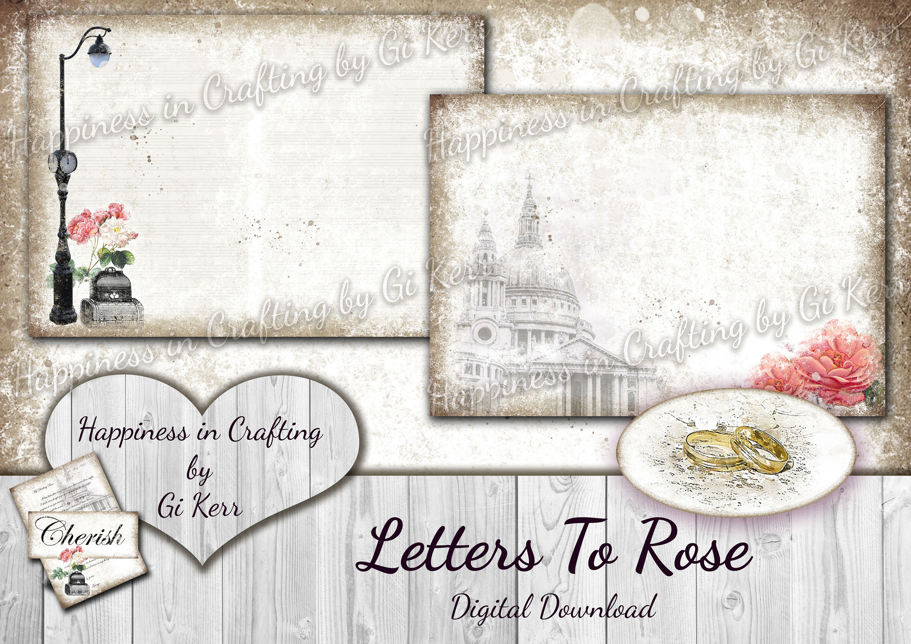 Letters to rose instant digital download printable digital kit for junk journals scrapbooking happiness in crafting gi kerr