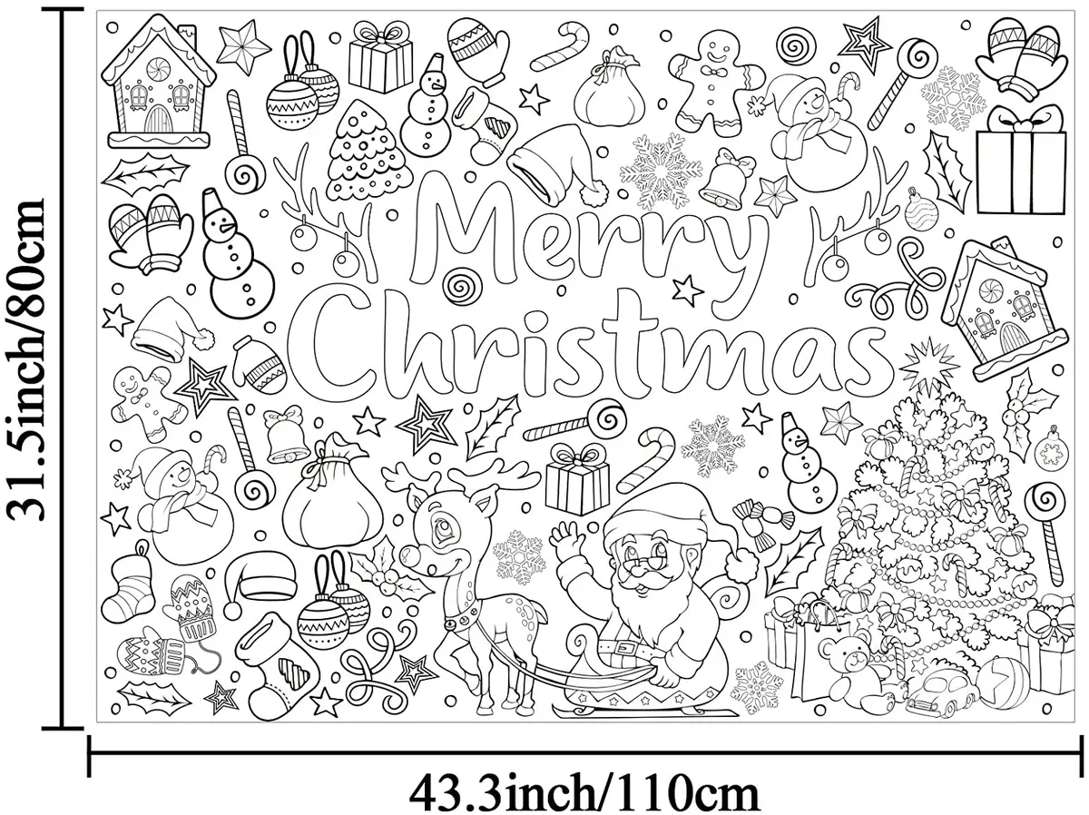 Christmas coloring books for kids xmas giant coloring poster holiday large color