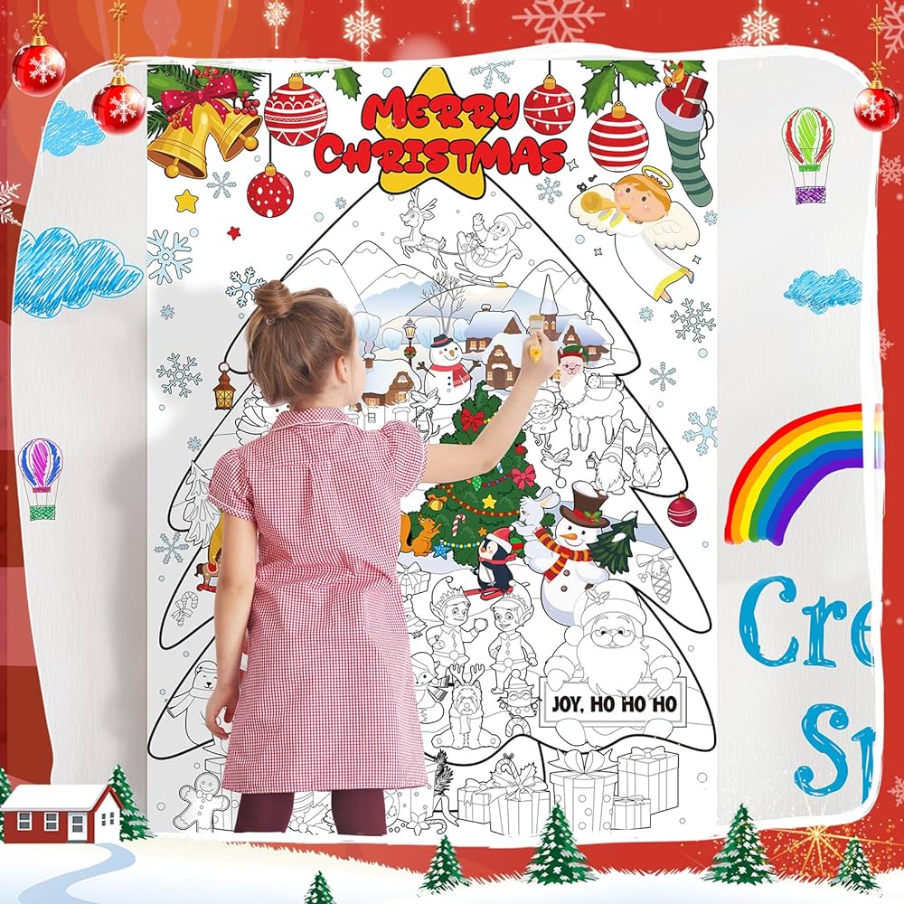 X inch giant christmas coloring poster xmas huge posters to color merry christmas jumbo coloring paper gift for kids girls boys arts and crafts schools class birthday xmas party