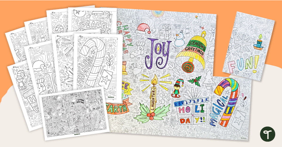 Giant collaborative colouring pages â christmas doodles teach starter