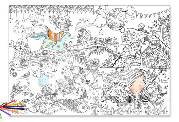 Giant coloring coloring poster giant coloring page poster for coloring huge illustrated poster to be colored large poster for coloring coloring book art coloring pages coloring books