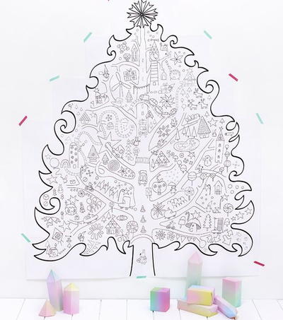 Giant christmas tree coloring page wall art