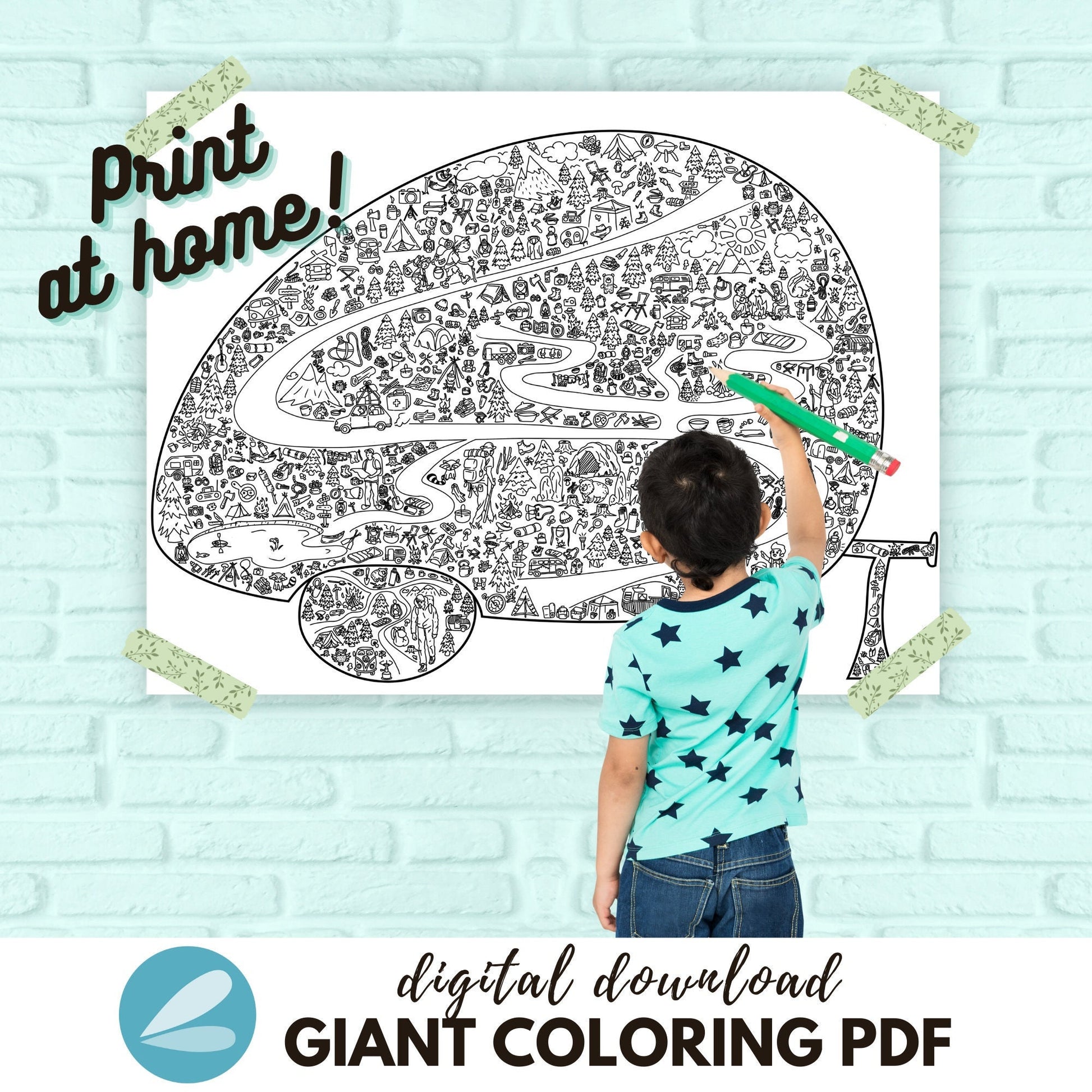 Giant camping coloring page