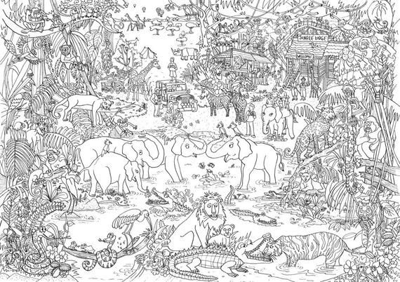 Giant colouring poster jungle safari x cm