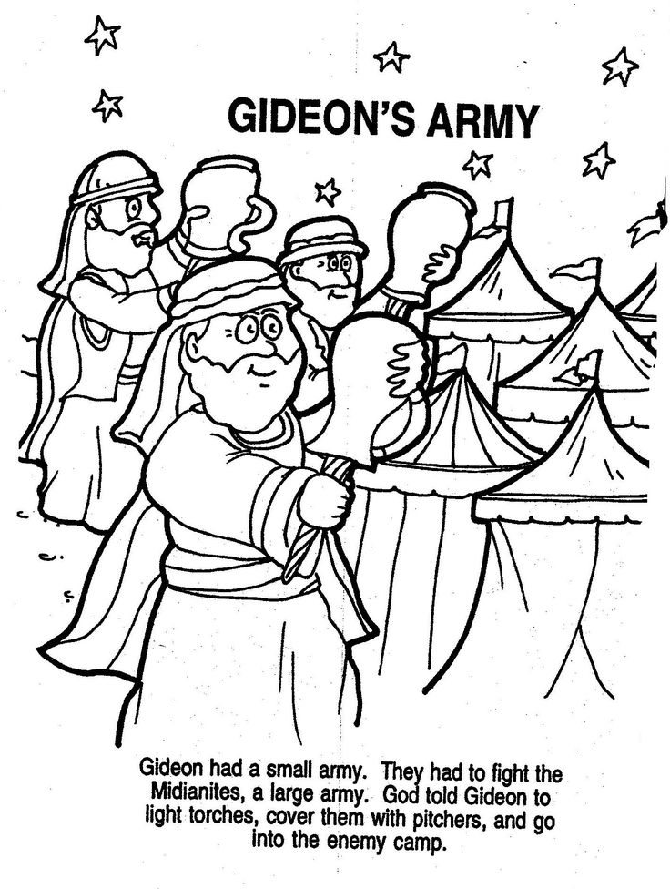 Engaging coloring pages of gideons bible story