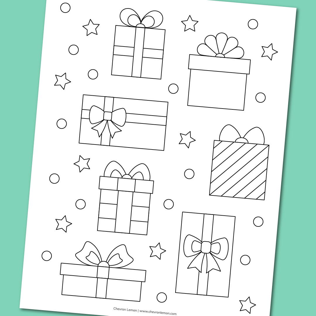 Gift boxes coloring page