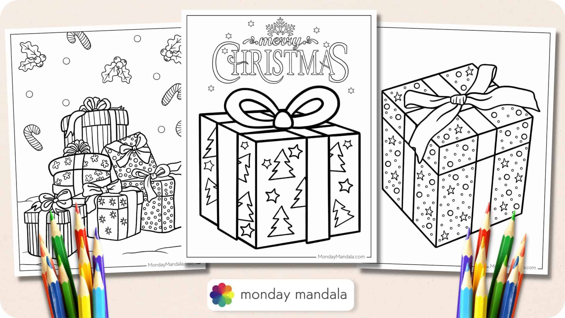 Christmas present coloring pages free pdf printables