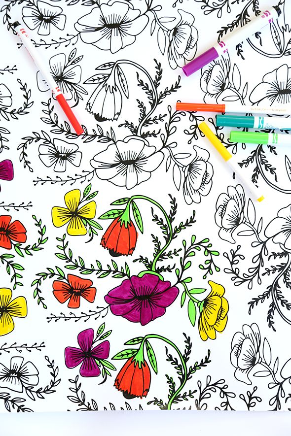 Printable coloring wrapping paper for mothers day