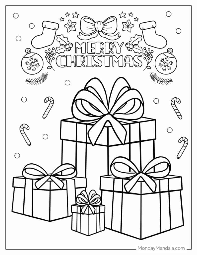 Christmas present coloring pages free pdf printables