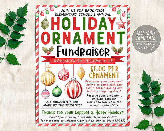 Gift wrapping fundraiser flyer editable template christmas holiday pr â puff paper co