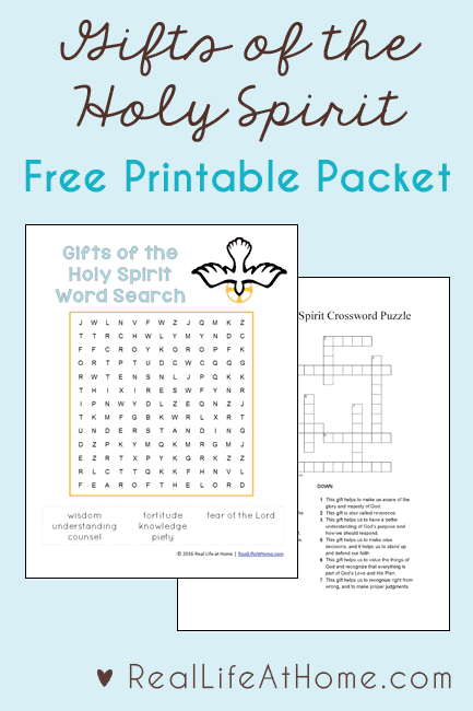 Seven gifts of the holy spirit worksheet set free printables