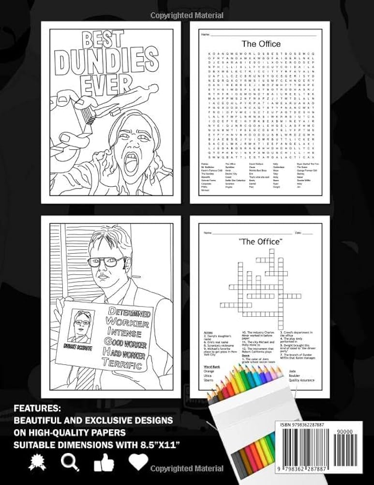 The office activity book all in one word search crossword puzzles quotes and loring white elephant gifts for adults loring book for women men birthday christmas gifts press rolling