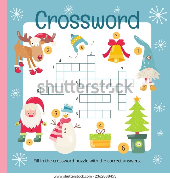 Christmas crossword page printable children preschool stock vector royalty free