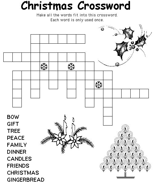 Christmas crossword puzzles