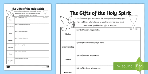 The gifts of the holy spirit worksheet easily downloadable