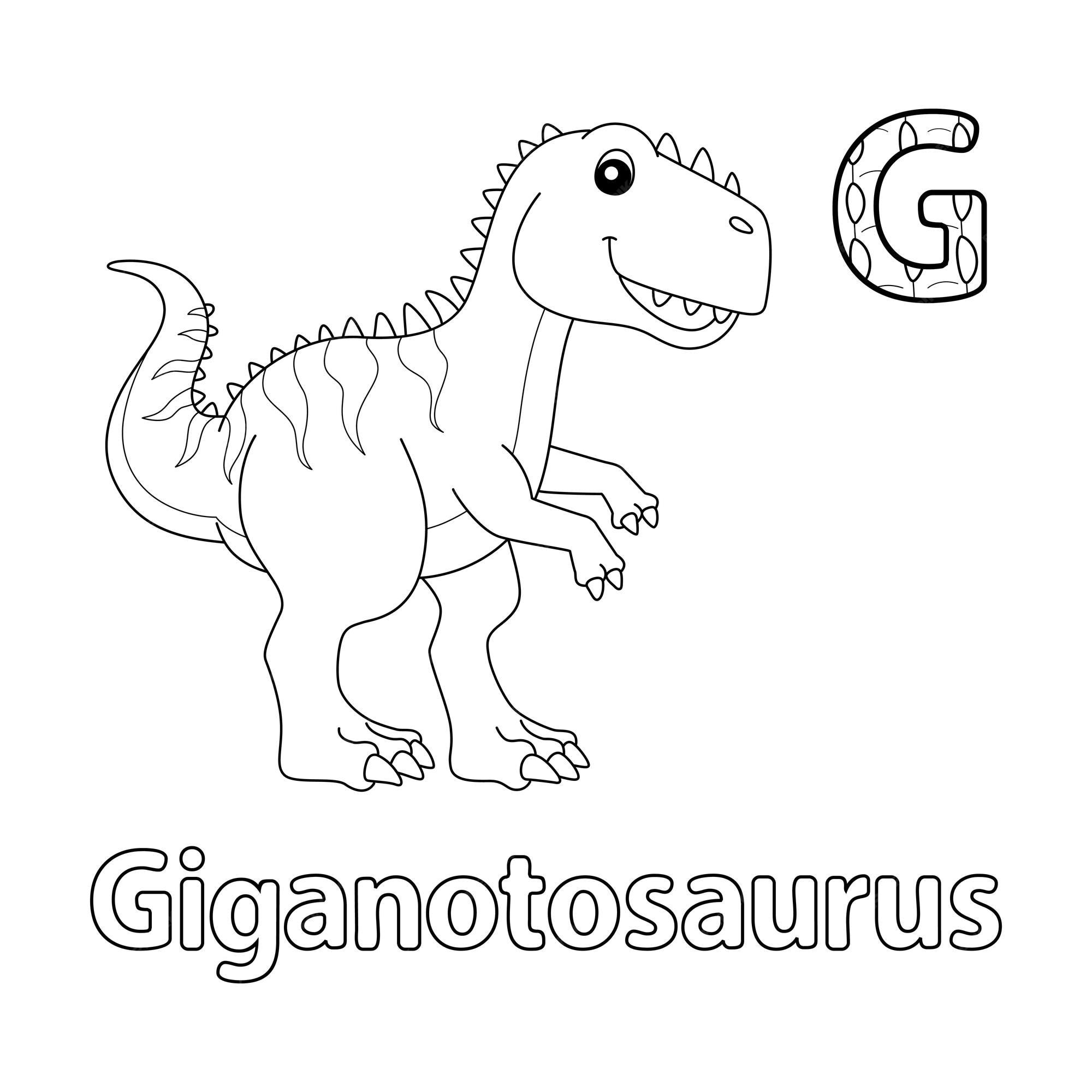 Premium vector giganotosaurus alphabet abc coloring page g