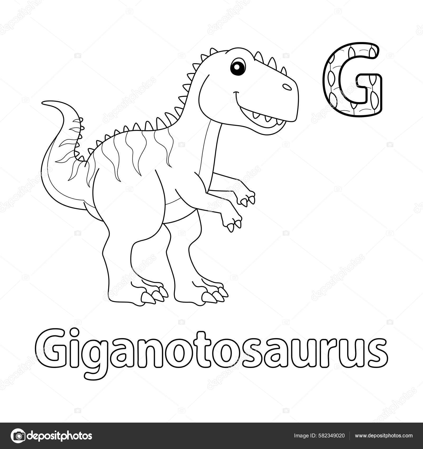 Abc vector image shows giganotosaurus coloring page isolated white background stock vector by abbydesign