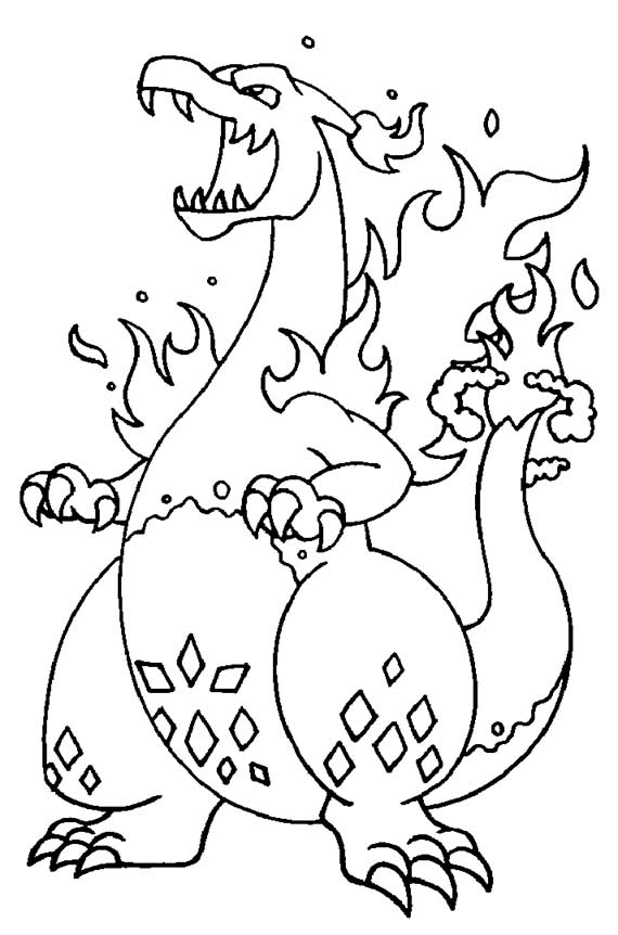 Pokemon gigantamax charizard coloring page â having fun with children