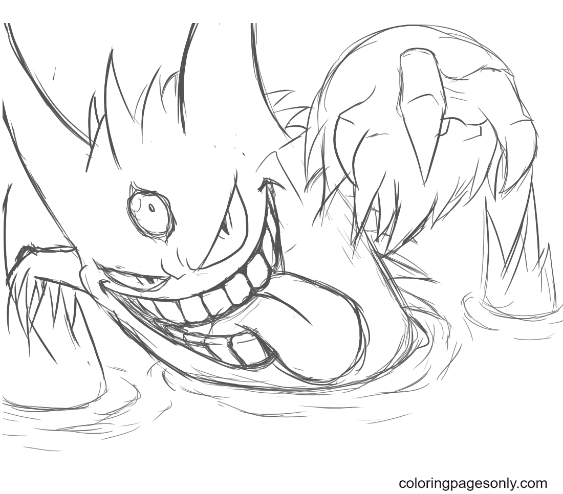 Gengar coloring pages printable for free download