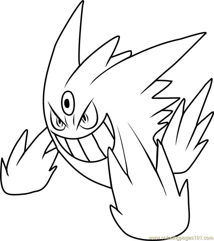 Mega gengar pokemon coloring page for kids