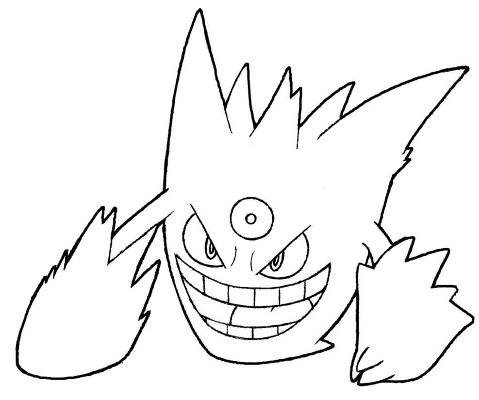 Colorful mega gengar coloring pages