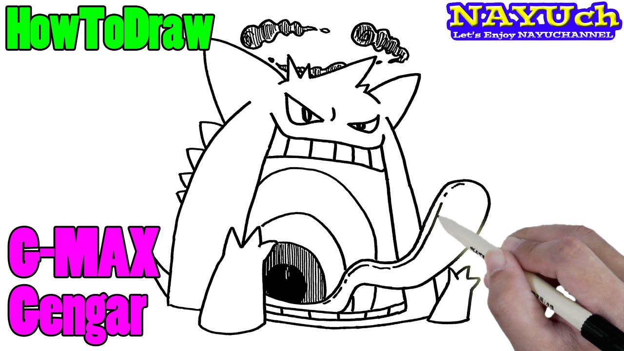 How to draw pokeon gigantaax gengar easy drawing step by step