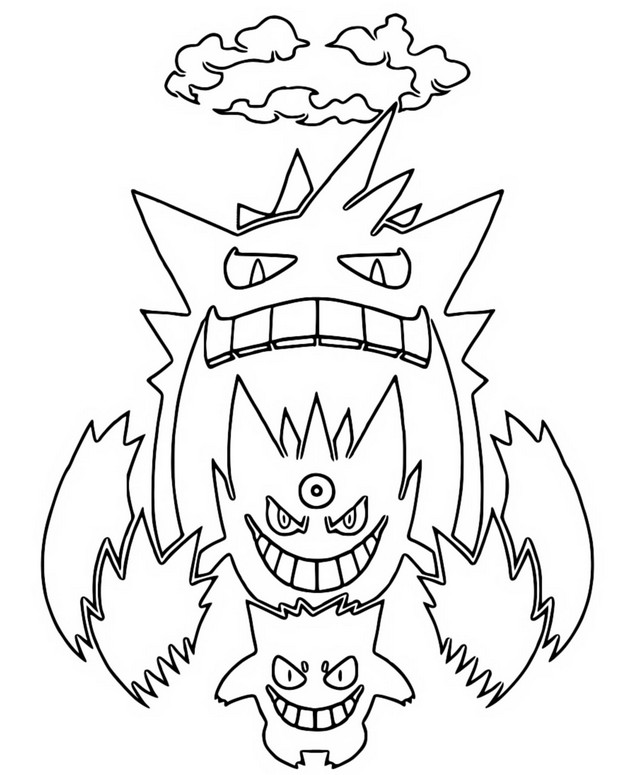 Coloring page pokãmon gengar gigantamax gengar